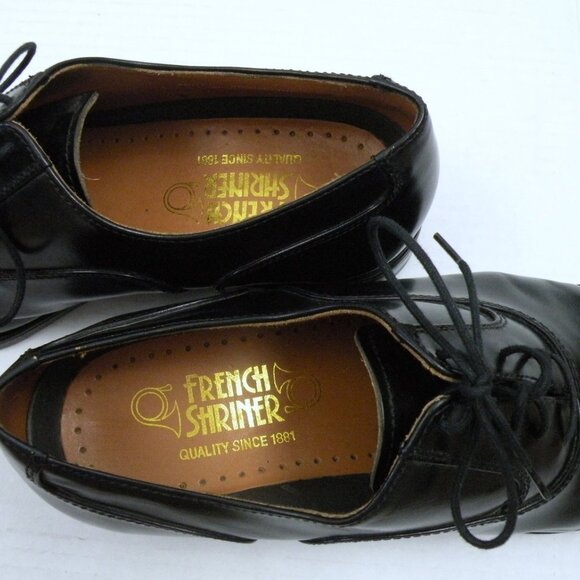 Worn Once! French Shriner Black Leather cap toe dress shoes 9.5 W